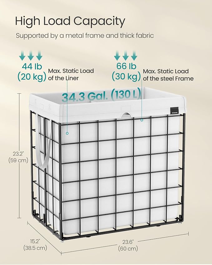 SONGMICS Laundry Hamper, 34.3 Gal. Laundry Basket, Collapsible Clothes Hamper - Image 5