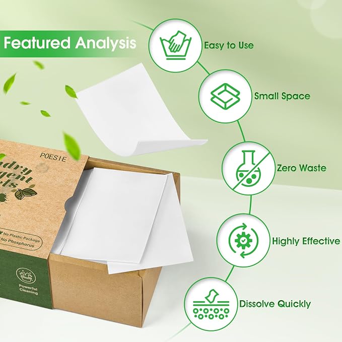 Poesie Laundry Detergent Sheets Fresh Scent 320 Sheet Liquidless Soap Sheets - Image 3