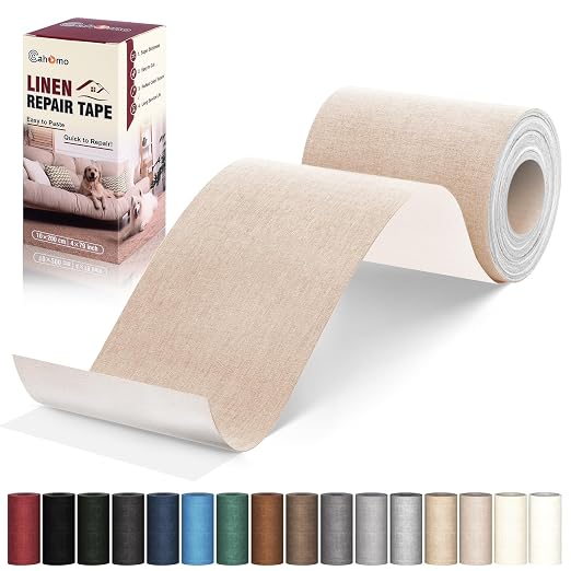 Linen Repair Tape 4x79 inch, Self Adhesive Fabric Patches, Linen Patch Tape Kit by Cahomo