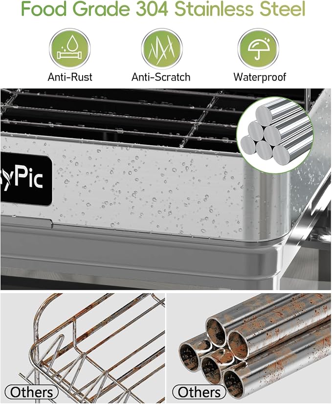 2 Tier Dish Drying Rack, Thicker Premium 304 Stainless Steel Dish Racks - Image 2