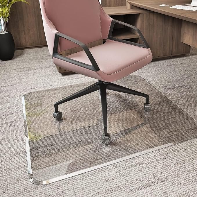 Glass Chair Mat with Exclusive Beveled Edge by Clearly Innovative 1/4” Thick by ClearlyInnovative