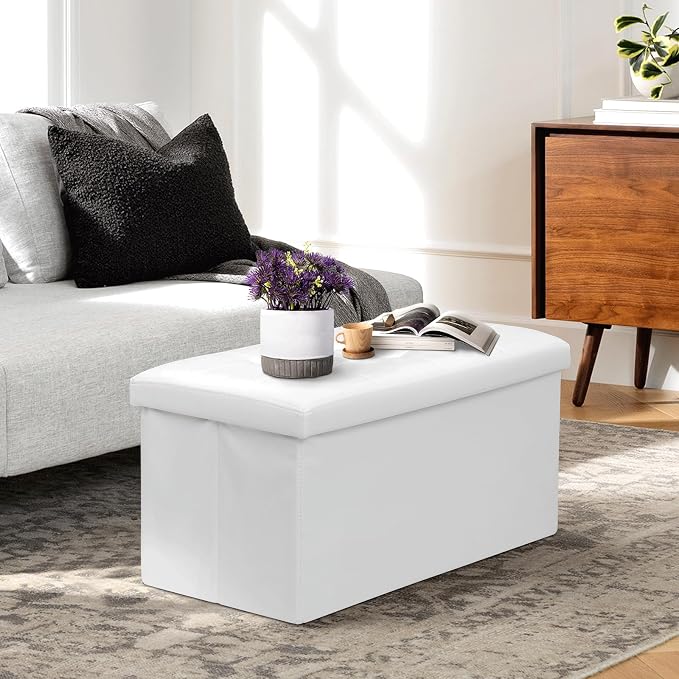 Athena Collection 30" Storage Ottoman Bench Folding Bench - Image 2