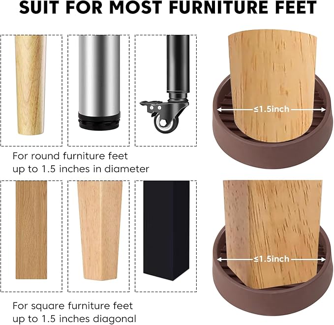 Rubber Furniture Pads Non Slips Furniture Casters Cup Chair Leg Floor Protectors - Image 6