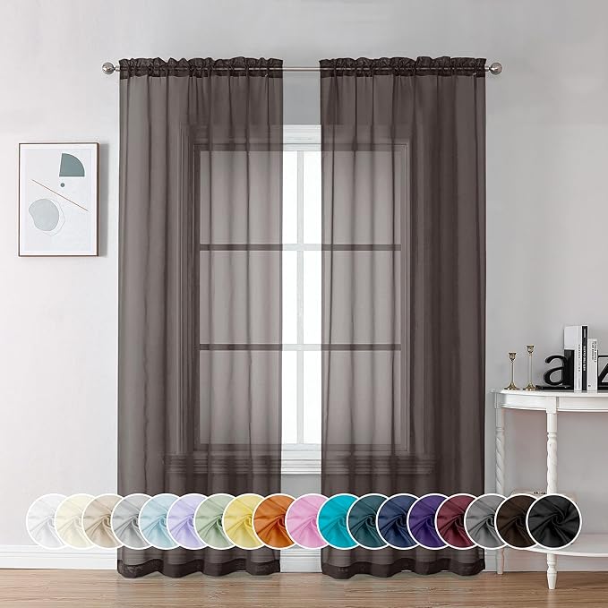 Chyhomenyc Chocolate Brown Sheer Curtains 72 Inch Length 2 Panels, Light by Chyhomenyc