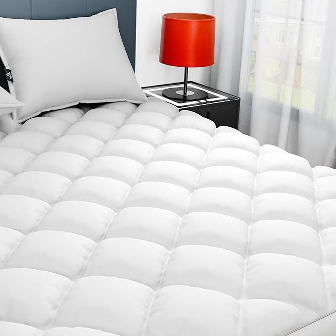 Sunflower Queen Mattress Pad, Hypoallergenic Cotton Mattress Cover, 18-22" by SunflowerHometexUS