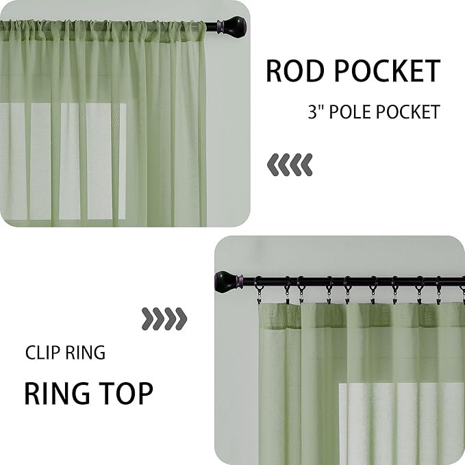 Tollpiz Short Sheer Door Curtains Closet Linen Textured Curtains Sheer Doorway - Image 5
