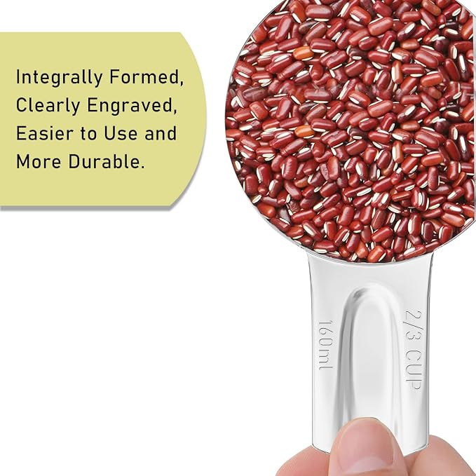 2PCS 2/3Cup Single Measuring Cup, Stainless Steel Measure Scoop, Metric and US - Image 3