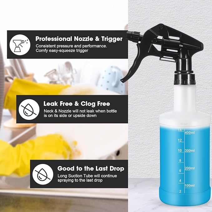 Eccliy 12 Pcs 16 Oz Plastic Spray Bottle, Adjustable Empty Reusable Sprayer - Image 3