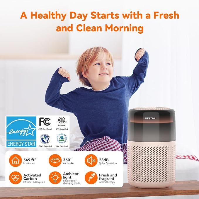 AIRROMI Air Purifier for Bedroom Home, HEPA Filter, Covers Upto 549 Ft² - Image 2