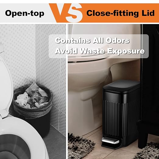 TrashAid Small Black Bathroom Trash Can - Image 7