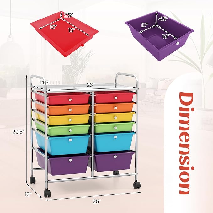 GOFLAME 12-Drawer Rolling Storage Cart, Mobile Utility Cart - Image 3