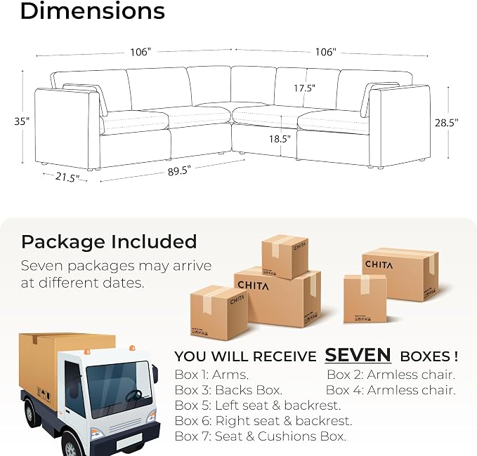 CHITA Oversized Modular Sectional Fabric Sofa Set, FSC Certified Extra Large 5 - Image 2