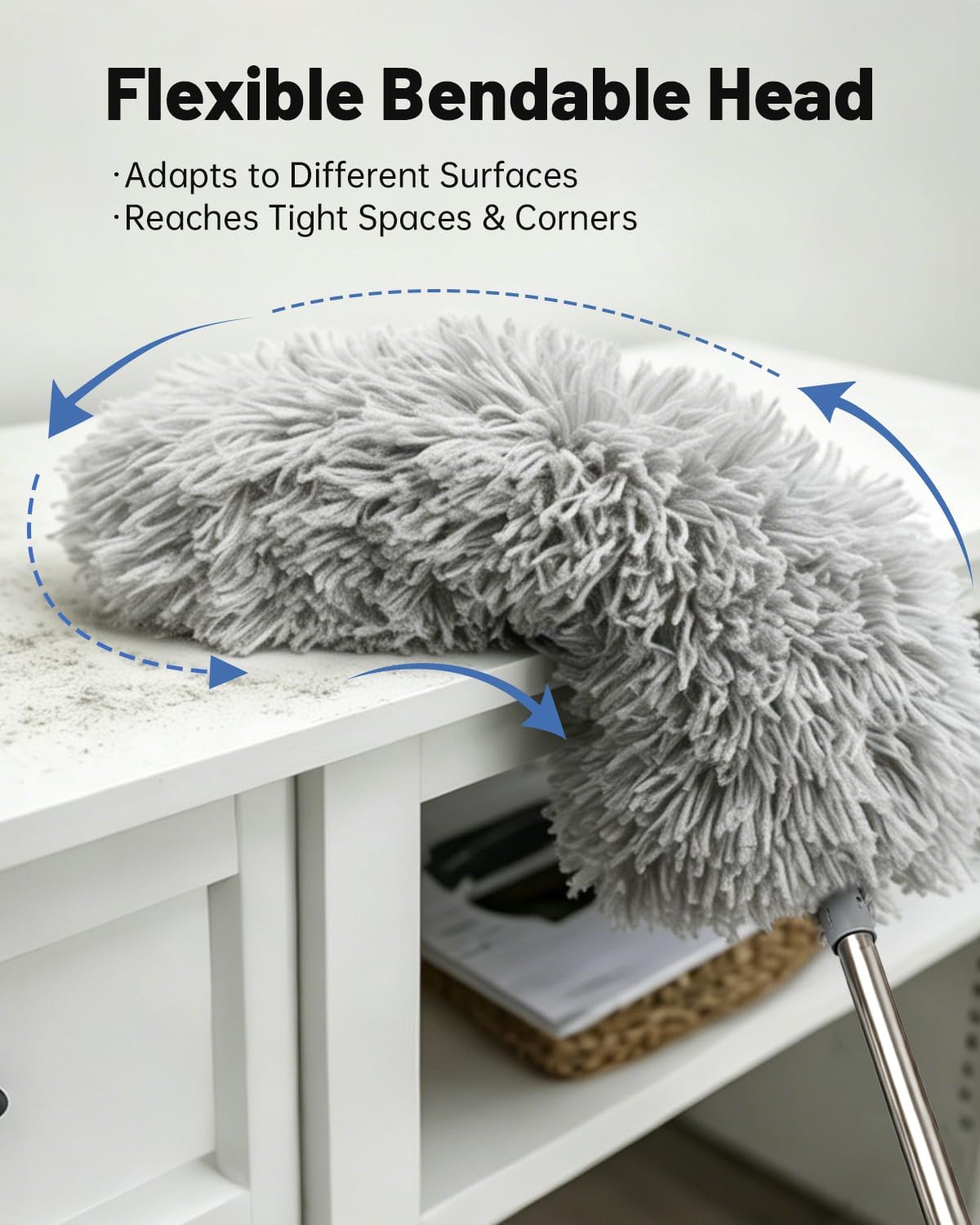 Practical 3 in 1 Dusters Kit for Cleaning, Efficient Duster with Extension Pole, Upgraded High Ceiling Fan Cleaner Duster, Easy Washable Spider Cobweb Brush Duster for Blinds/Wall/Tight Spaces