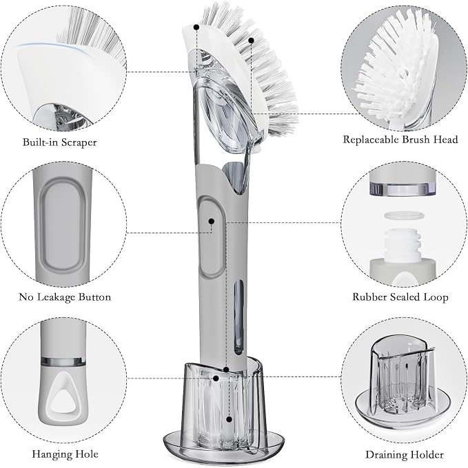 Soap Dispensing Replacement Dish Brush Storage Set - Image 7