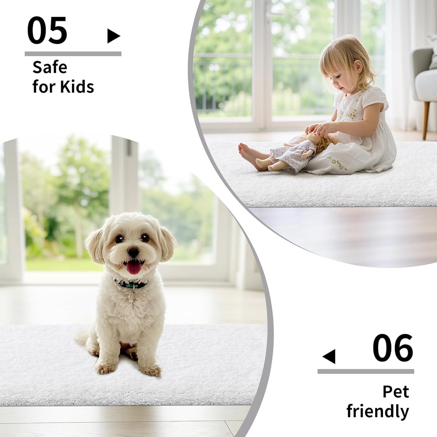 Disolla White Bathroom Rug 17x24 - Non-Slip Plush Small Bath Mat, Highly Absorbent & Ultra Soft Fluffy Floor Mat, Machine Washable for Shower and Tub