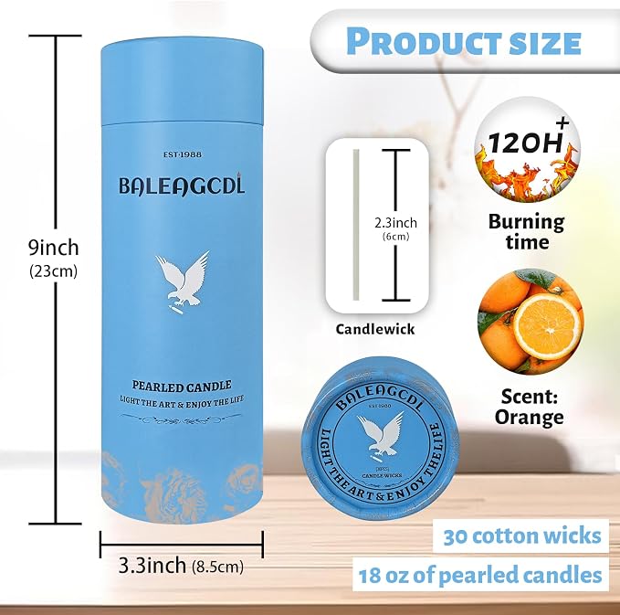 Orange Scented Pearled Candle 18oz Luxury Sand Candle Granulated Wax - Image 2