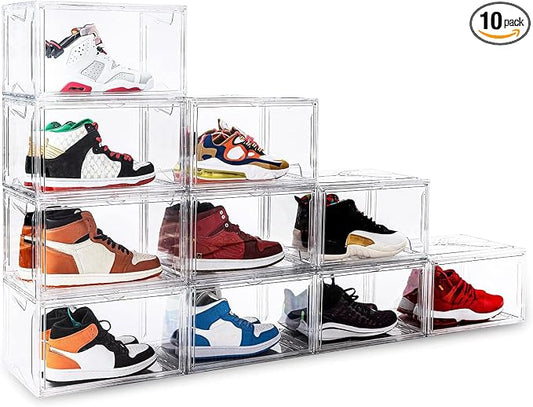 KDOR Shoe Box for sneakers，Closet, hat Clear Plastic Stackable 10 Pack Sneaker by KDOR