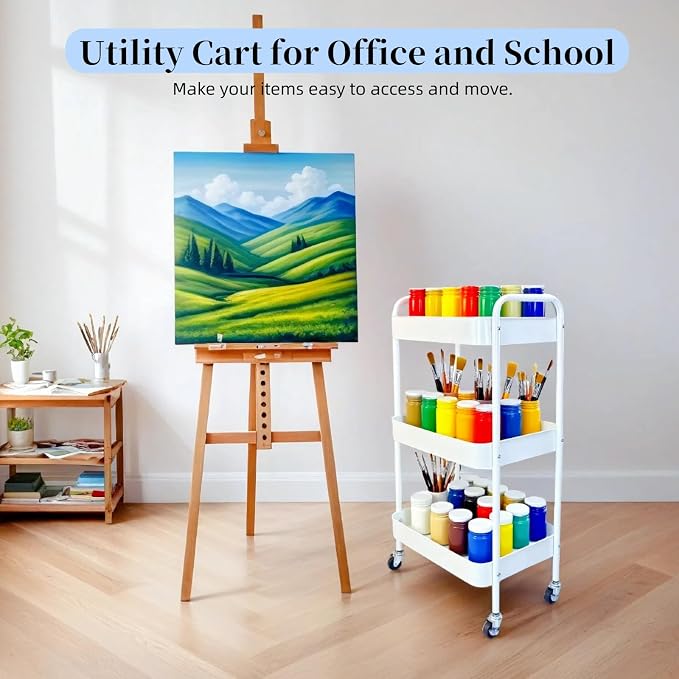 Metal 3 Tier Rolling Cart with Wheels - Image 4