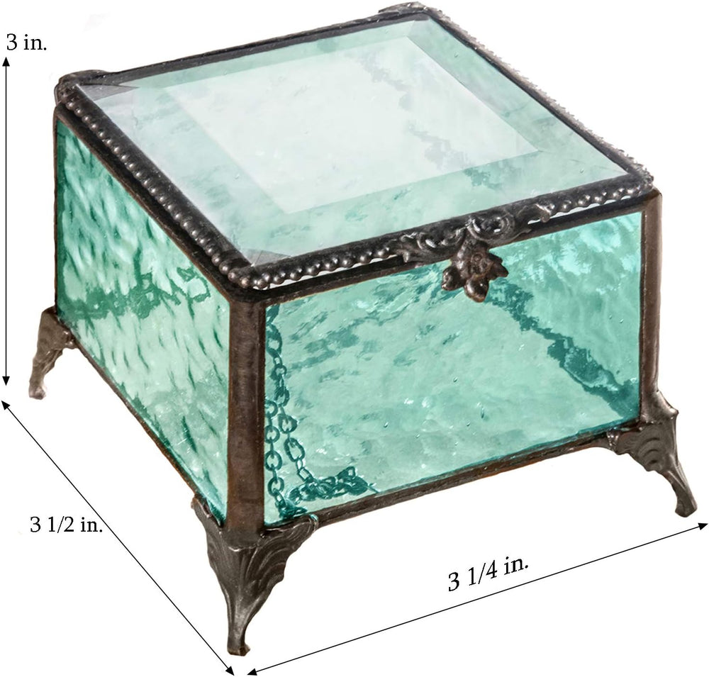 Monogrammed Glass Box Decorative Vanity Display Case Jewelry Storage Organize...