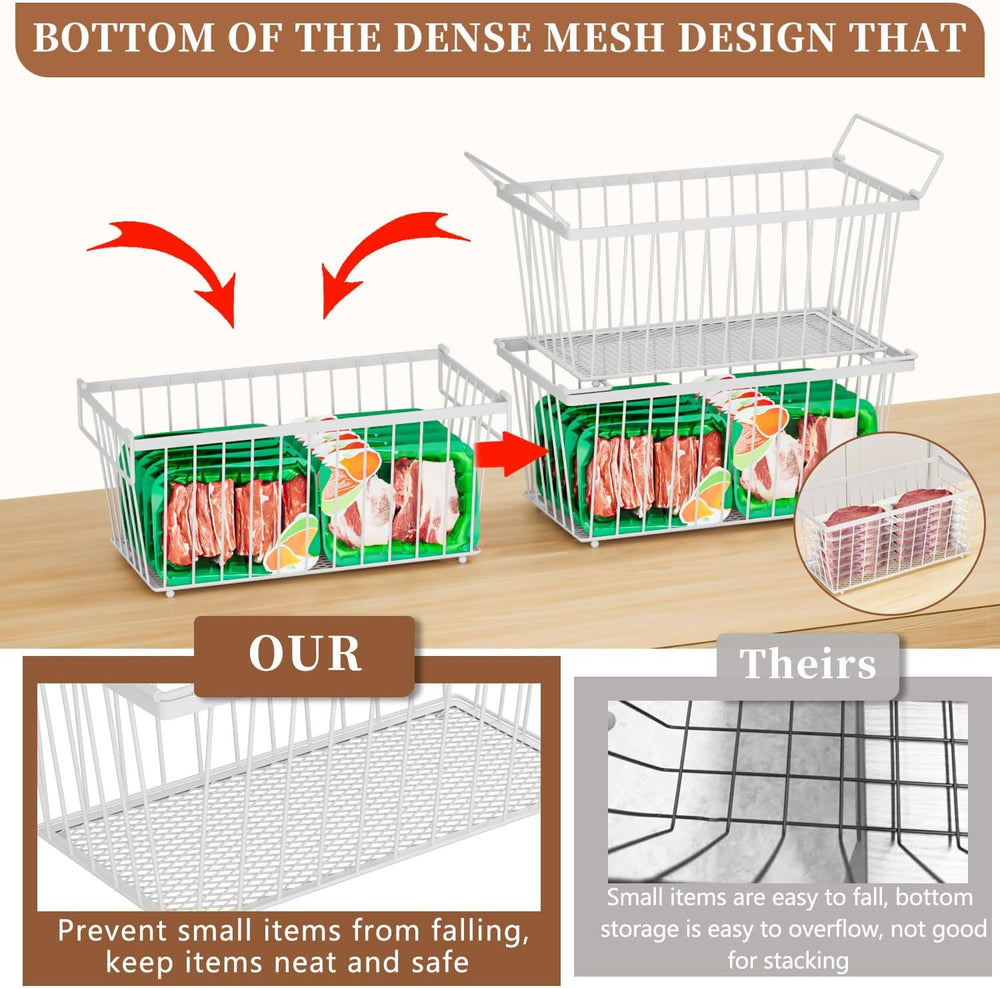 Enhanced Leak-Proof Bottom - Freezer Organizer Bins ，8 Pack Stackable Deep Fr...