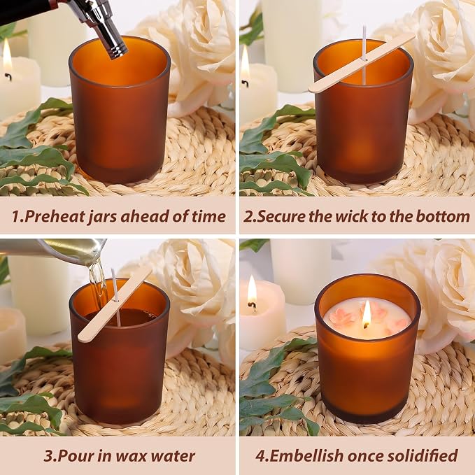 CONNOO 15-Pack 7oz Fall Amber Candle Jars - Image 4
