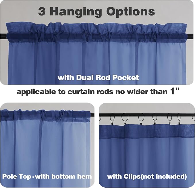 Chyhomenyc Sheer Valances for Windows 2 Pack, Small Window Curtains for Living - Image 4