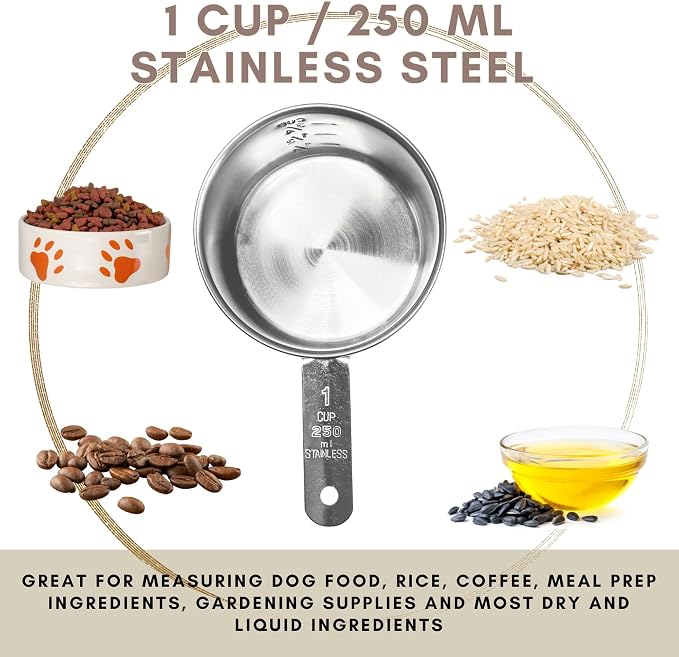 1 Cup Stainless Steel Measuring Cup | Sturdy Metal 250 ml | 240 cc | 8 oz | - Image 2