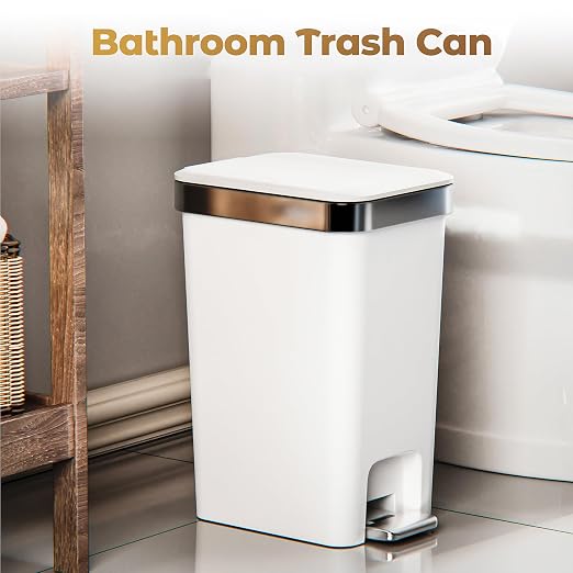 Small Bathroom Trash Can with Lid Soft Close, 10 Liter/2.6 Gallon Slim Garbage - Image 6