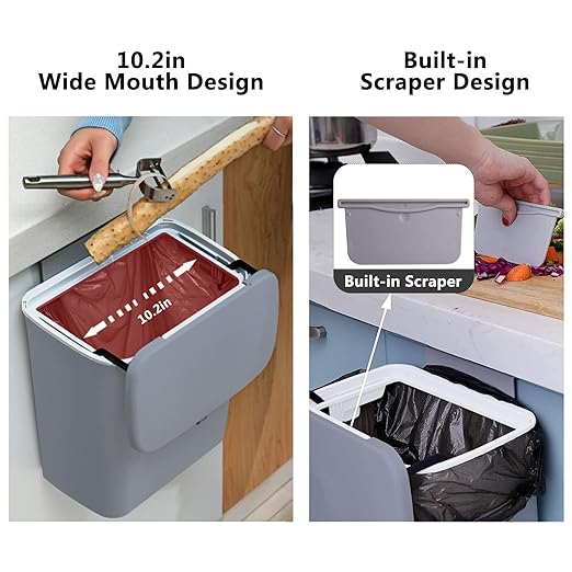 TOPROAD Kitchen Hanging Trash Can, 2.4 Gallon Wall Mounted Counter Waste - Image 3