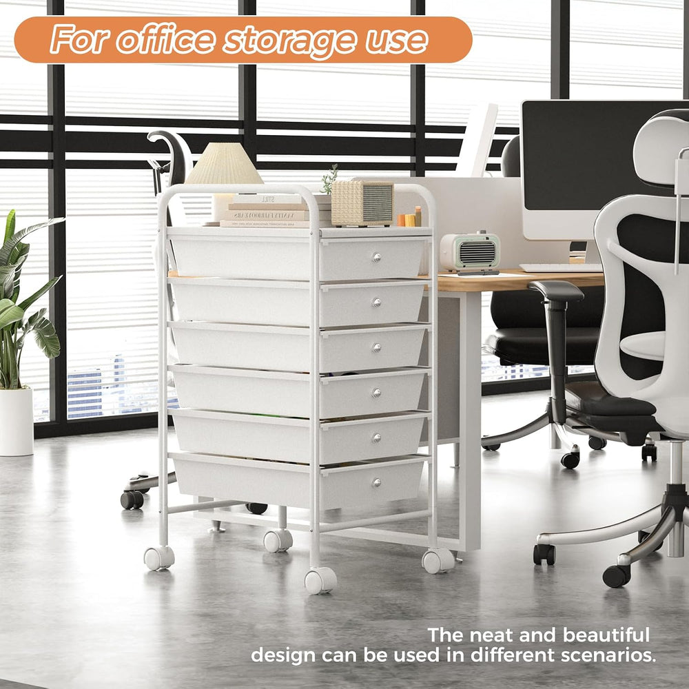 6 Tier Utility Rolling Cart with 6 Drawers Multipurpose Rolling Storage Cart ...
