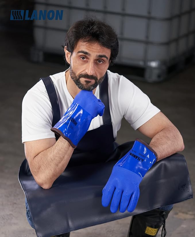LANON PVC Coated Cold Proof Heavy Duty Gloves, Waterproof Warm Work Gloves - Image 7