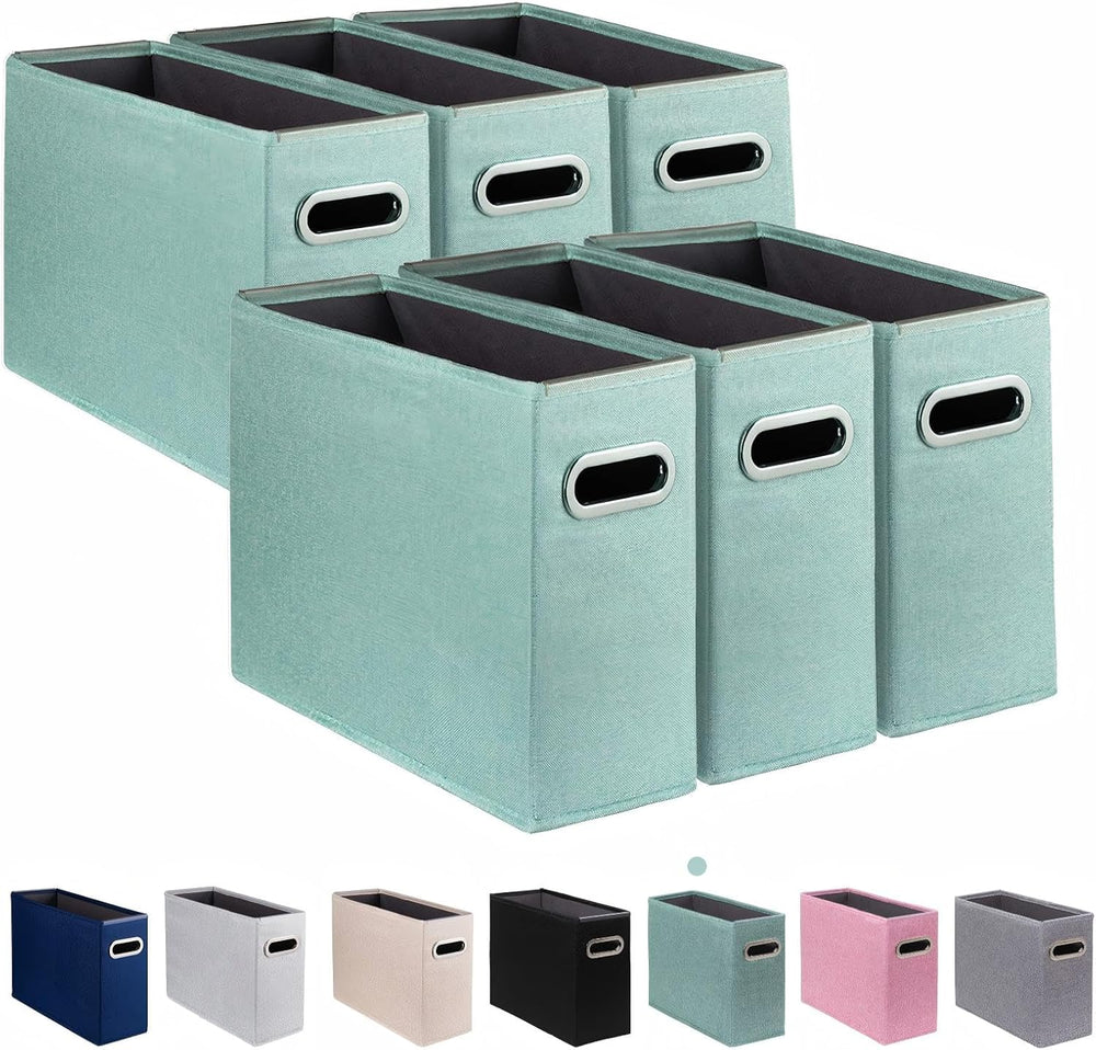 6 Pack Letter Size File Storage Box Collapsible，Fabric Hanging File Folders O...