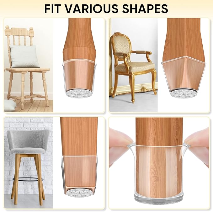 BALEINE 32 Pack Silicone Chair Leg Floor Protectors, Stool Leg Protectors Cap - Image 8