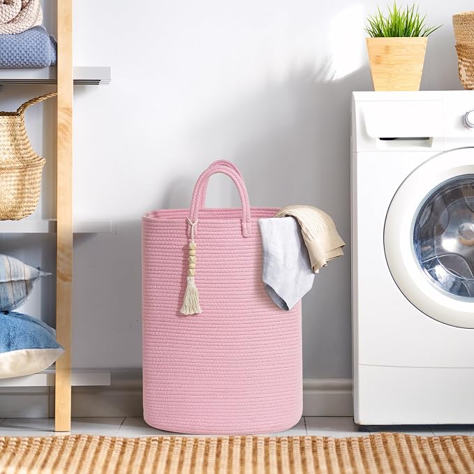 Woven Laundry Basket for Clothes, 65L Large Rectangle Laundry Hampers, Nursery - Image 2