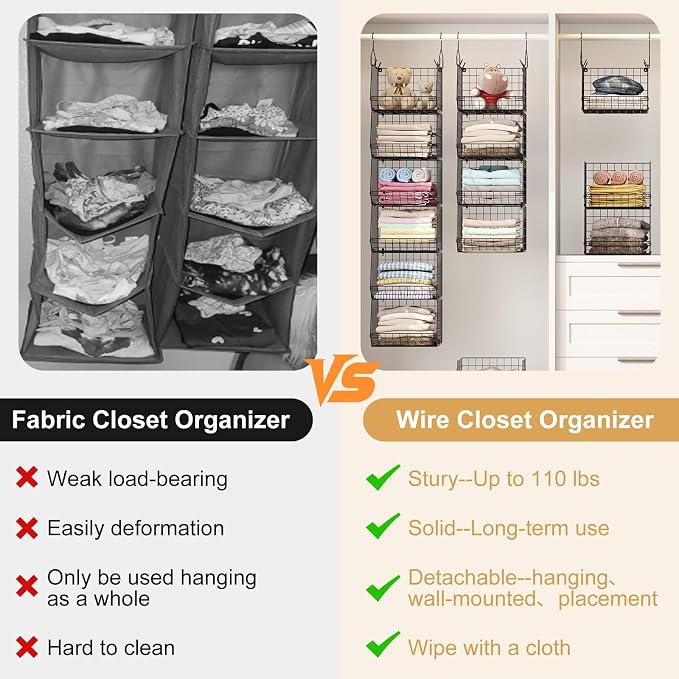 6 Tier Closet Hanging Organizer, Clothes Hanging Shelves