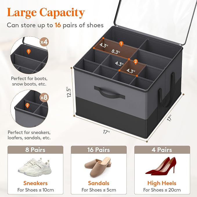 Lifewit Shoe Storage Organizer for Closet Fits 12-16 Pairs, Fabric Large Shoe - Image 2
