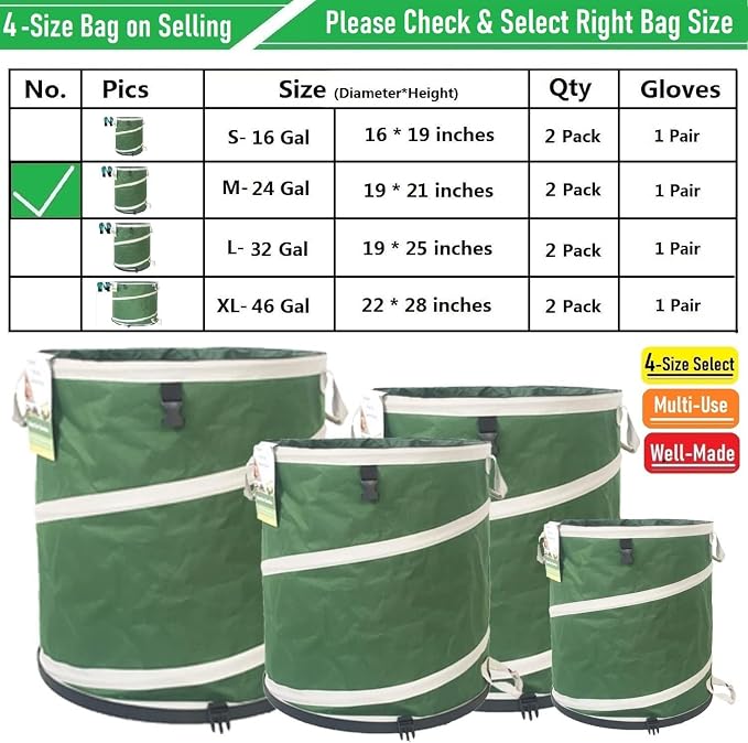 2-Pack 24 Gallon Collapsible Trash Can Solid Bottom - Image 9