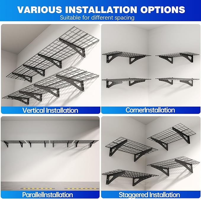 2-Pack Garage Wall Shelving, 2x6ft Walls Shelf Storage Rack, Sturdy Walls - Image 4