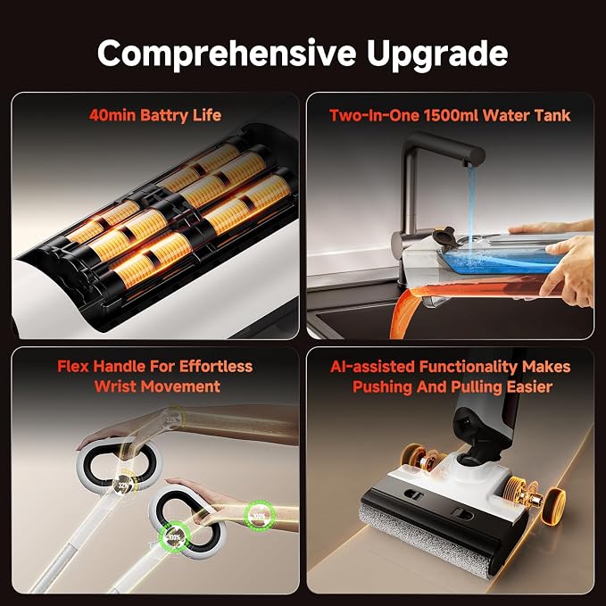 uwant D100 Wet Dry Vacuum Cleaner 180°Lay-Flat Vacuum Mop All in One - Image 8