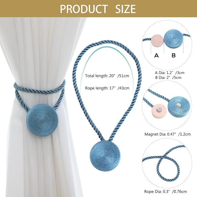 Magnetic Curtain Tiebacks - 12mm Magnetic Tie Backs - Image 2