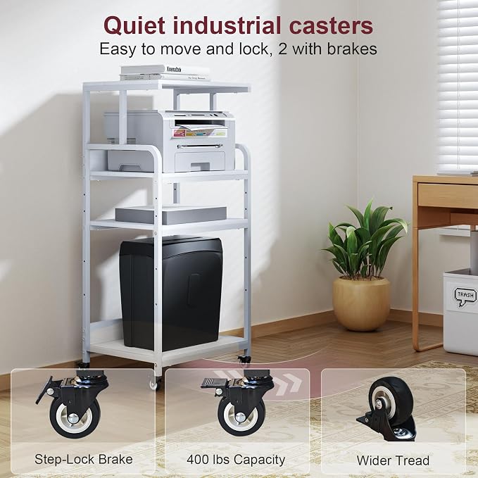 4 Tier White Printer Stand - Image 4