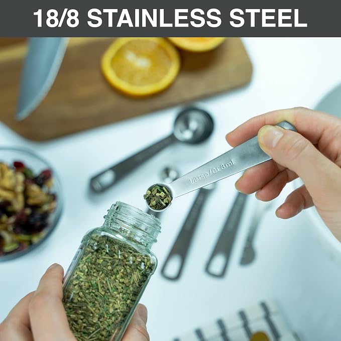 BALCI - 6 Measuring Spoons, Heavy Duty 18/8 Premium Stainless Steel Measuring - Image 3