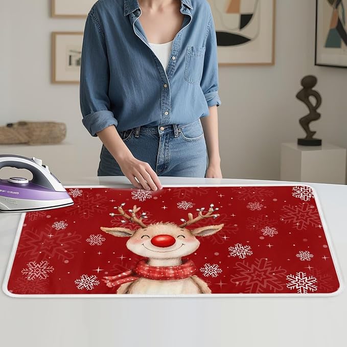 Red Ironing Pad Christmas Ironing Blanket Thick Travel Iron Pad Heat Resistant - Image 4