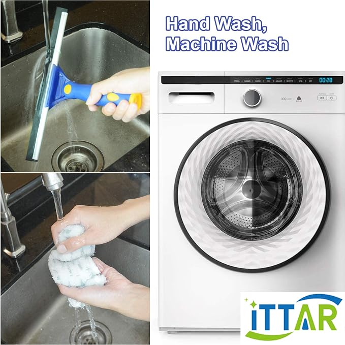 ‌ITTAR Window Squeegee Cleaner Kit, 5Ft Extendable Stainless Steel Pole - Image 6