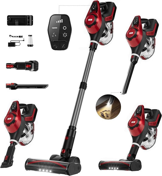 Cordless Vacuum Cleaner, 30Kpa Home Stick Vacuum, Smart Display & 1.5L Dust Cup by Curvymoontech