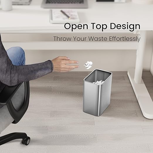 Cesun Small Bathroom Trash Can 2.1 Gallon Wastebasket, Modern Metal Garbage Can - Image 4