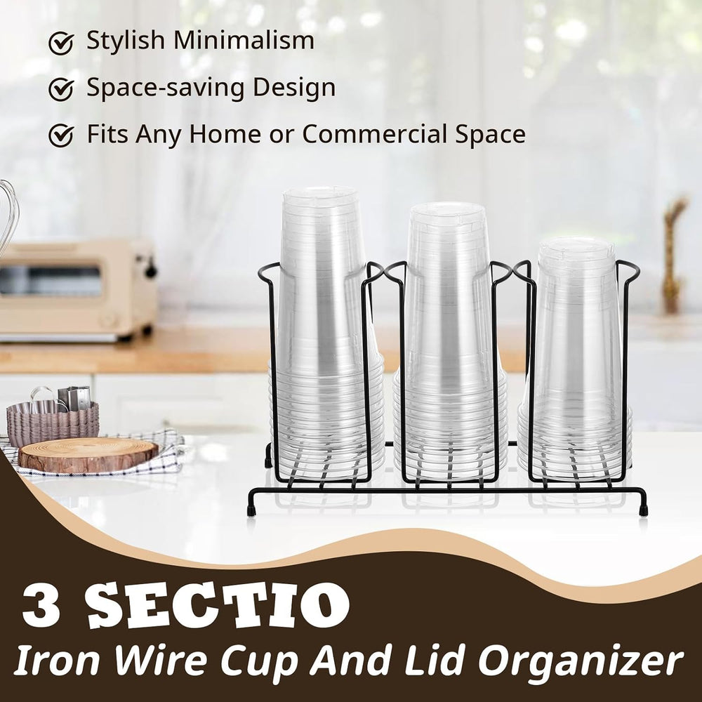 Maxdot 2 Pcs 3 Section Coffee Cup Organizers 14.2 x 8.5 x 5 Inch Wire Rack Co...
