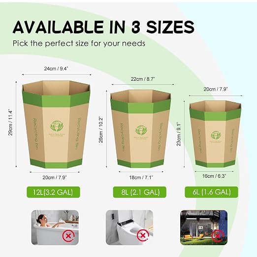 6-Pack Cardboard Trash Can – Foldable, Recyclable, Plastic-Free & Reusable - Image 5