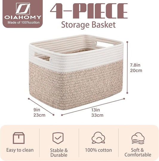 OIAHOMY 4 Pack Storage Baskets for Organizing, Basket for Shelves - Image 2
