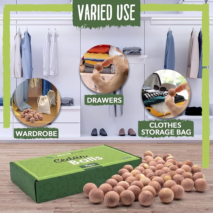 ecoKiwi Cedar Balls for Clothes Storage 75 Pack - Image 3